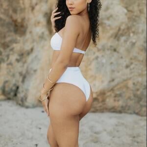 JouesDeSable xRevolve Pearl White Vaia Top & Domique Bottom Bikini Set SzXXL NWT